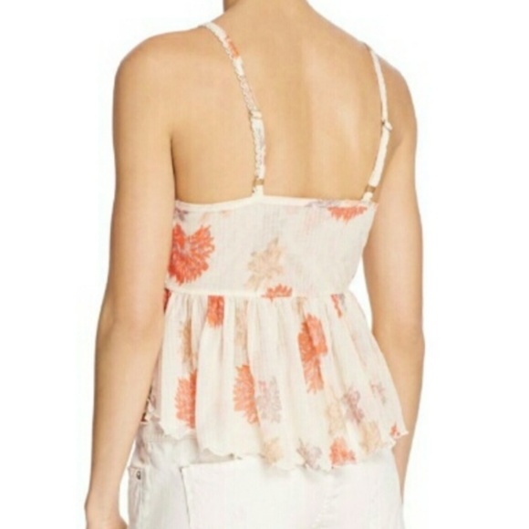 Free People Melbourne Cami Top V-Neck Tiered Ruffled Asymmetrical Hem Size S NWT - Picture 2 of 8